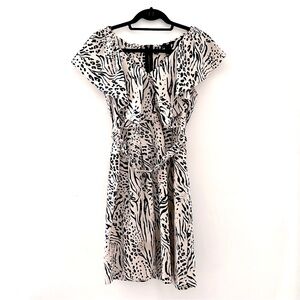 H&M Black and Cream Animal Print Mini Dress